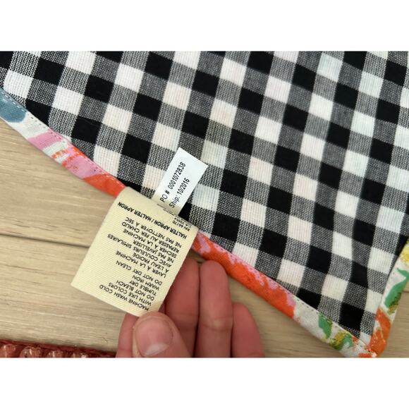 NWOT Anthropologie Apron Floral Black Check & Tea Towel - Picture 7 of 11